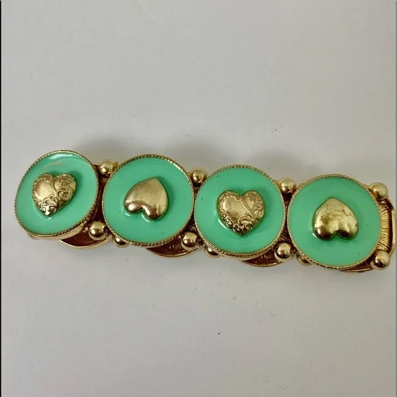 Vintage Green/Gold Hearts design Bracelet. - Picture 8 of 8